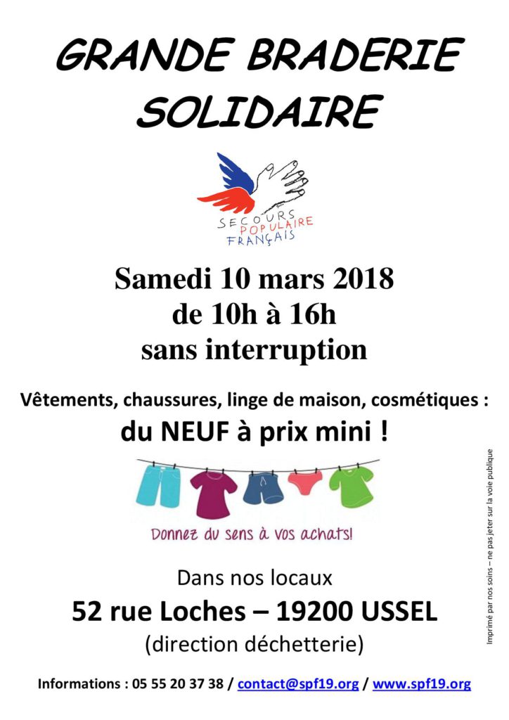 Grande braderie solidaire Secours Populaire de la Corrèze